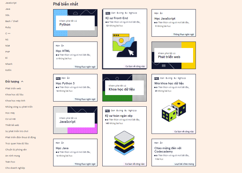 Khoa hoc trong tai khoan Codecademy